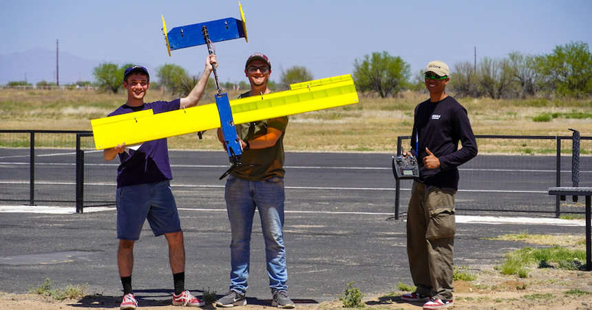 Members of the UC Merced team at the Design/Build/Fly drone competition in Tucson, Arizona.