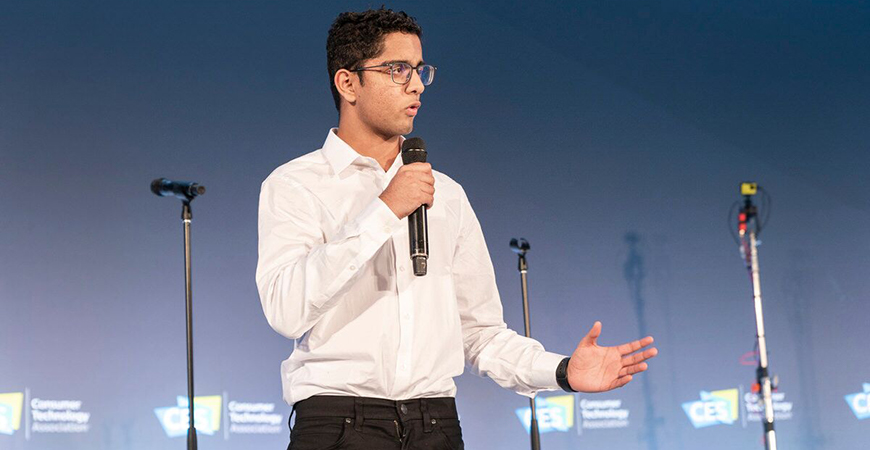 Kumaran Akilan presented his research on using a smartphone to potentially diagnose Alzheimer's disease at the Consumer Electronics Show in Las Vegas in January.