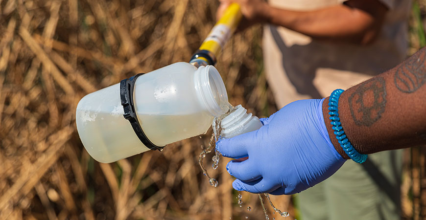 Testing water quality at the Delta