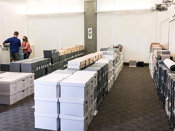 Boxes lined up in rows